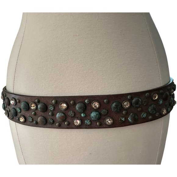 Streets Ahead Belt Women Large Studs Italian Leather Ribel Italy Buckle Western main image 7